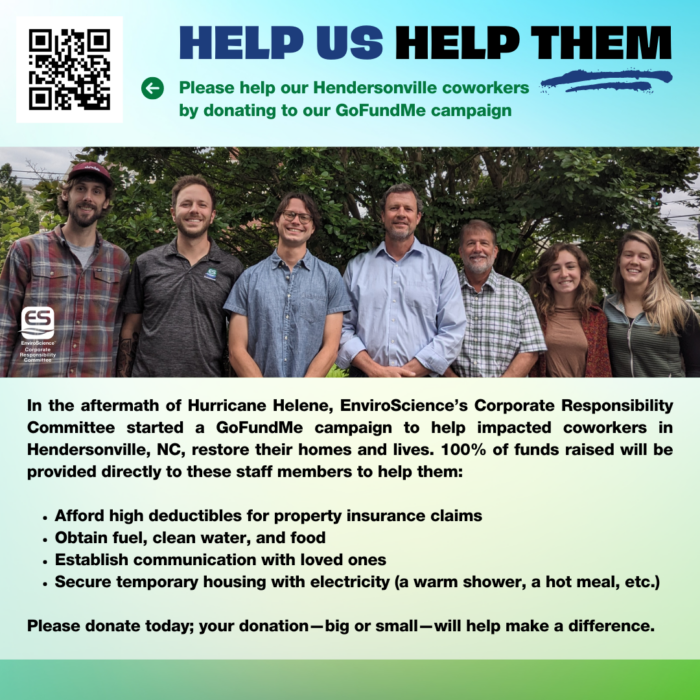 Please donate to EnviroScience Corporate Responsibility Commmittee's GoFundMe campaign to help impacted Hendersonville, NC, employees rebuild their homes and their lives.